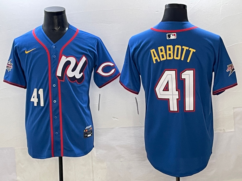 Men 2025 Cincinnati Reds #41 Abbott blue Nike MLB All Star jersey style 25